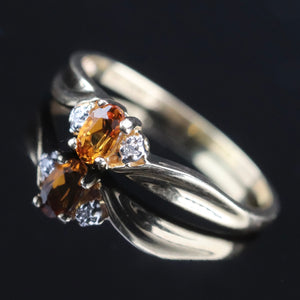 SPECIAL!!  Vintage Citrine and diamond ring in yellow gold