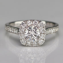 Load image into Gallery viewer, Lab grown diamond halo ring in 14k white gold