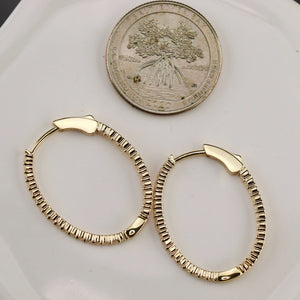 0.955ctw Lab Grown diamond oval hoops in 14k yellow gold