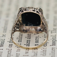 Load image into Gallery viewer, Find the perfect vintage onyx ring for any occasion on our website. Our antique onyx rings are hand selected for quality and desirability,