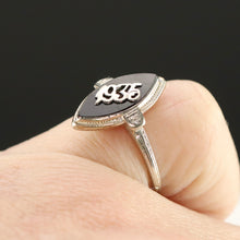 Load image into Gallery viewer, Vintage 1935 navette onyx ring in 14k white gold