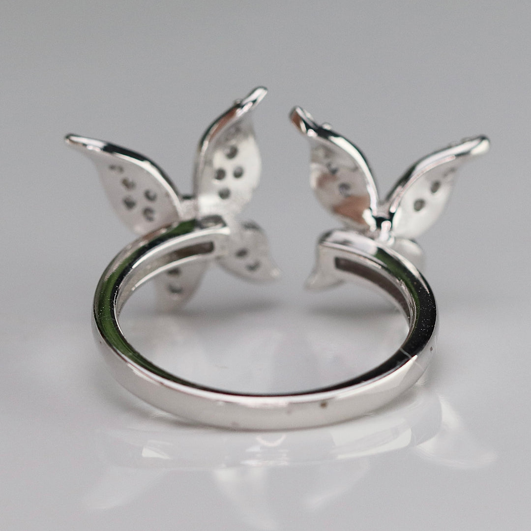 Sterling silver CZ double butterfly ring