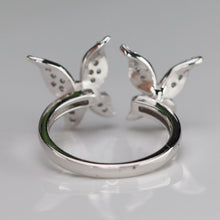 Load image into Gallery viewer, Sterling silver CZ double butterfly ring