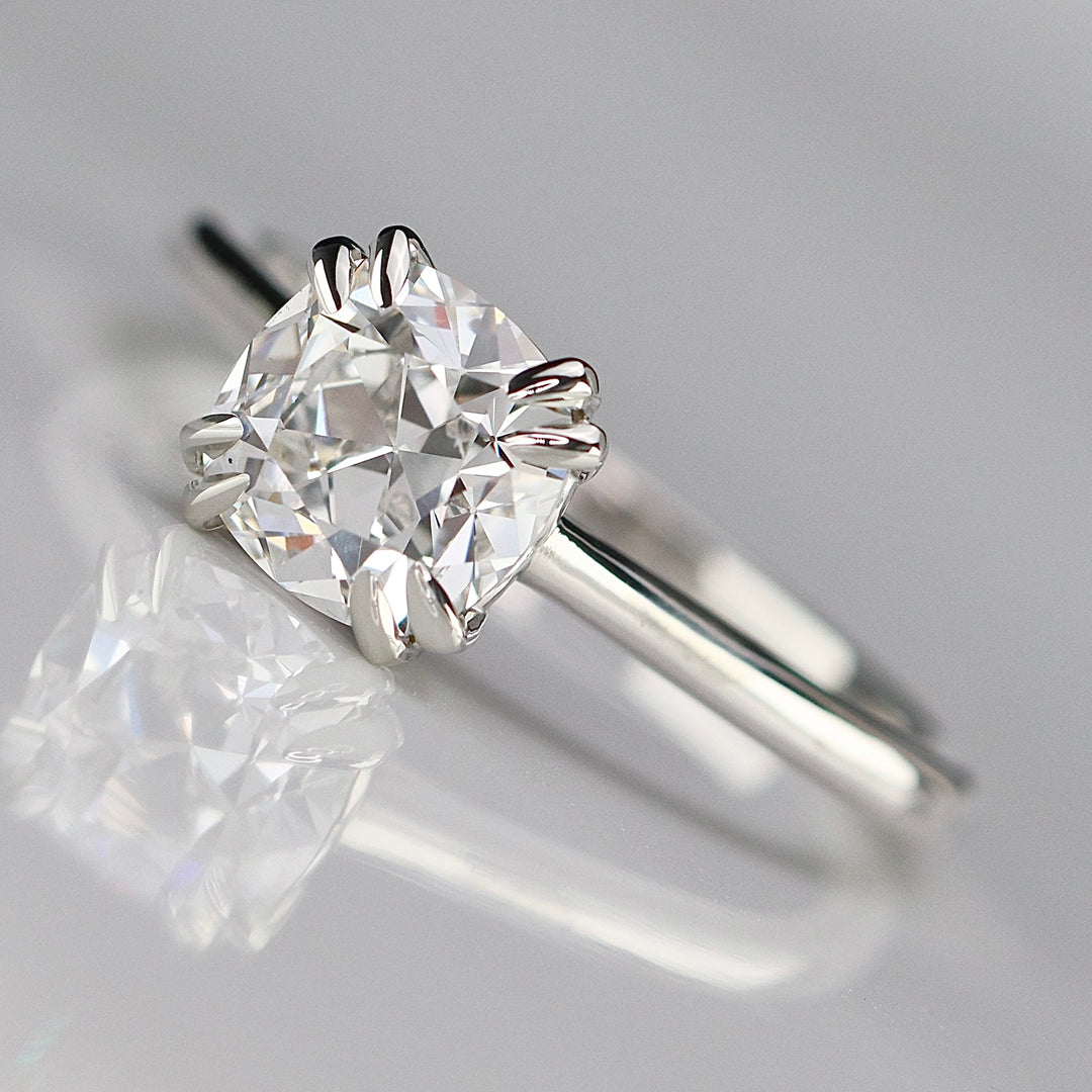 MANOR ROYAL: The Sophia - Antique cushion cut 1.54ct lab grown diamond ring in 14k white gold