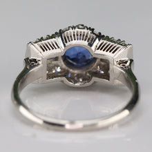 Load image into Gallery viewer, Estate sapphire and diamond ring in platinum