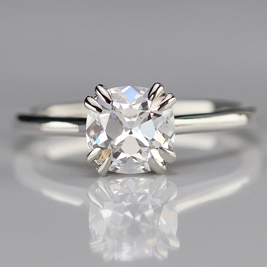 MANOR ROYAL: The Sophia - Antique cushion cut 1.54ct lab grown diamond ring in 14k white gold