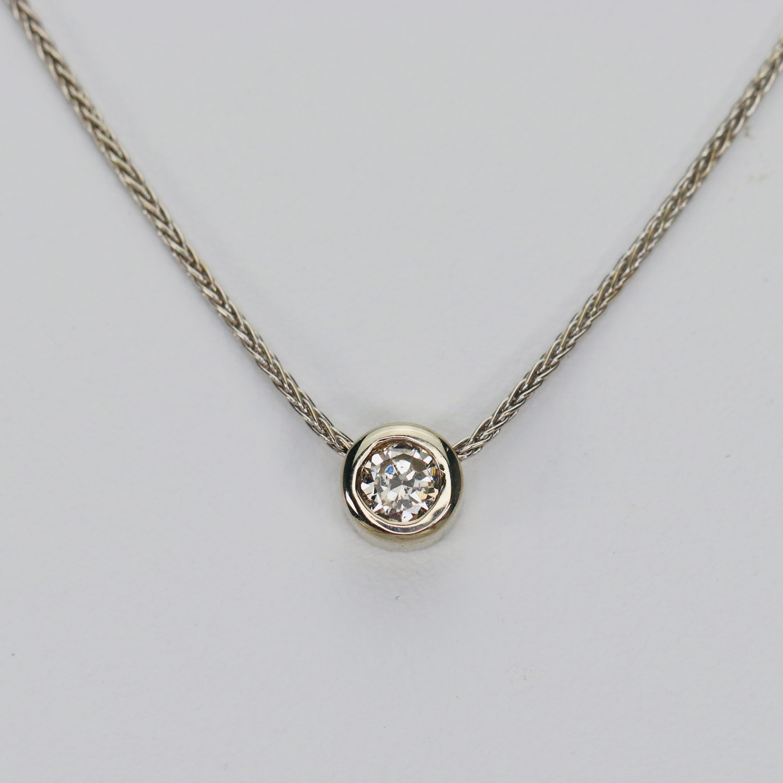 14K Rose Gold Diamond Slider Bar Necklace