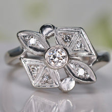 Load image into Gallery viewer, Vintage ring with diamonds in 14k white gold