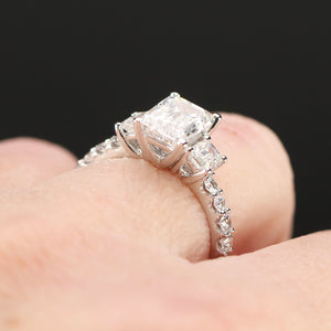 3ctw emerald cut lab grown diamond ring in 14k white gold