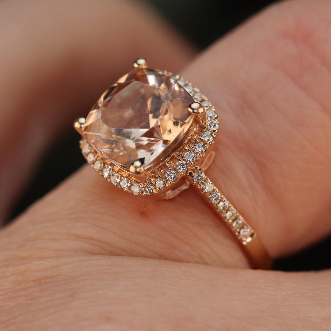 RESERVED FOR J:  PAYMENT 1: 50% OFF CLEARANCE!  3.02ct Morganite and diamond ring in 18k rose gold