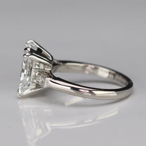 MANOR ROYAL: The Alexandra - 3.85ct radiant cut lab grown diamond ring in 14k white gold