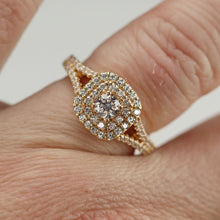 Load image into Gallery viewer, Double halo lab grown diamond ring in 14k yellow gold