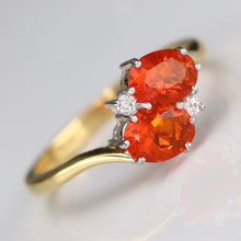 Load image into Gallery viewer, Estate fire opal and diamond ring in 18k yellow gold