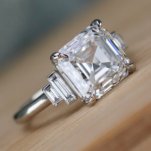 MANOR ROYAL: The Catherine - 4.40ct Asscher cut lab grown diamond ring in platinum