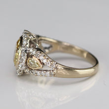 Load image into Gallery viewer, Estate 2.98ctw Natural yellow and white diamond ring in 18k white gold