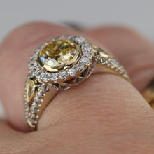 Load image into Gallery viewer, Estate 2.98ctw Natural yellow and white diamond ring in 18k white gold