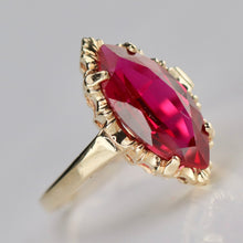 Load image into Gallery viewer, Lab grown Ruby navette ring in 10k yellow gold