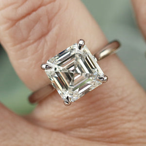 MANOR ROYAL: The Victoria -4.43ct Asscher cut lab grown diamond ring in platinum