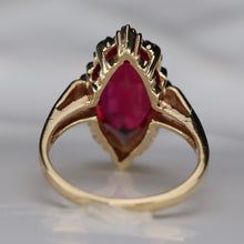 Load image into Gallery viewer, Lab grown Ruby navette ring in 10k yellow gold