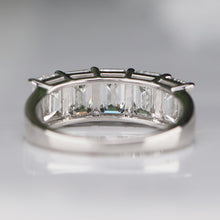 Load image into Gallery viewer, Lab grown 4ctw 5 stone emerald cut diamond band ring in 14k white gold