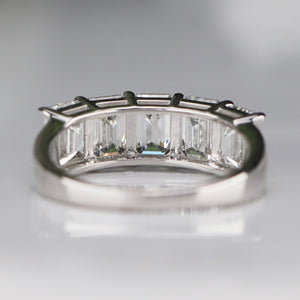 Lab grown 4ctw 5 stone emerald cut diamond band ring in 14k white gold