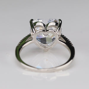 Sterling silver large heart CZ ring