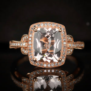 SPECIAL: Morganite and diamond ring in 14k rose gold by Effy