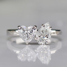 Load image into Gallery viewer, 2ctw lab grown toi et moi 2 stone diamond ring in 14k white gold