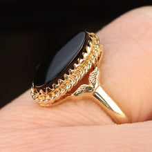 Load image into Gallery viewer, Oval black onyx vintage gold ring in yellow  gold by Manor Jewels