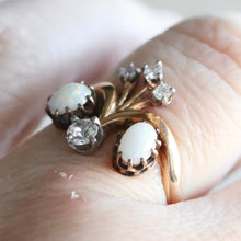 Load image into Gallery viewer, Vintage opal and Diamond ring in 14k yellow gold