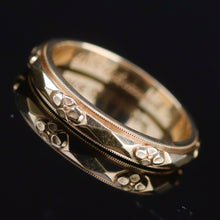 Load image into Gallery viewer, Vintage gold band ring with orange blossom pattern by Art Carved from Manor Jewels.