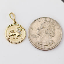 Load image into Gallery viewer, Leo medallion pendant with lion and diamonds in 14k yellow gold