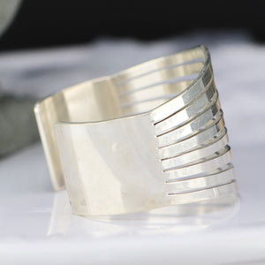 Sterling silver wide bangle