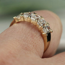 Load image into Gallery viewer, Lab grown 2.375ctw 5 stone emerald cut diamond band ring in 14k yellow gold