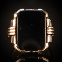 Load image into Gallery viewer, Heavy vintage onyx ring in yellow gold