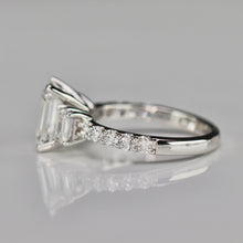 Load image into Gallery viewer, 3ctw emerald cut lab grown diamond ring in 14k white gold