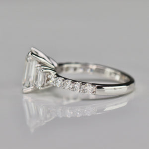 3ctw emerald cut lab grown diamond ring in 14k white gold