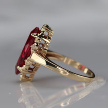 Load image into Gallery viewer, Lab grown Ruby navette ring in 10k yellow gold