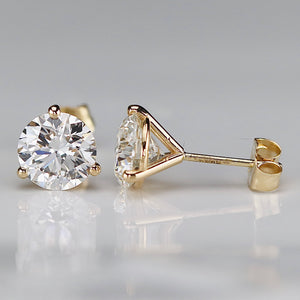 SPECIAL!  Lab grown 3.10ctw Diamond studs in 14k yellow gold