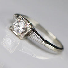 Load image into Gallery viewer, SPECIAL: Vintage earth mined diamond solitaire ring in 18k white gold