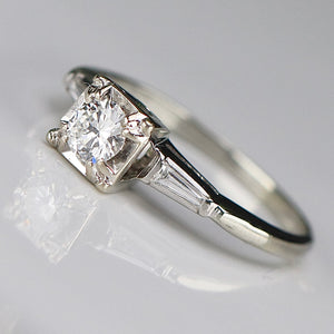 SPECIAL: Vintage earth mined diamond solitaire ring in 18k white gold