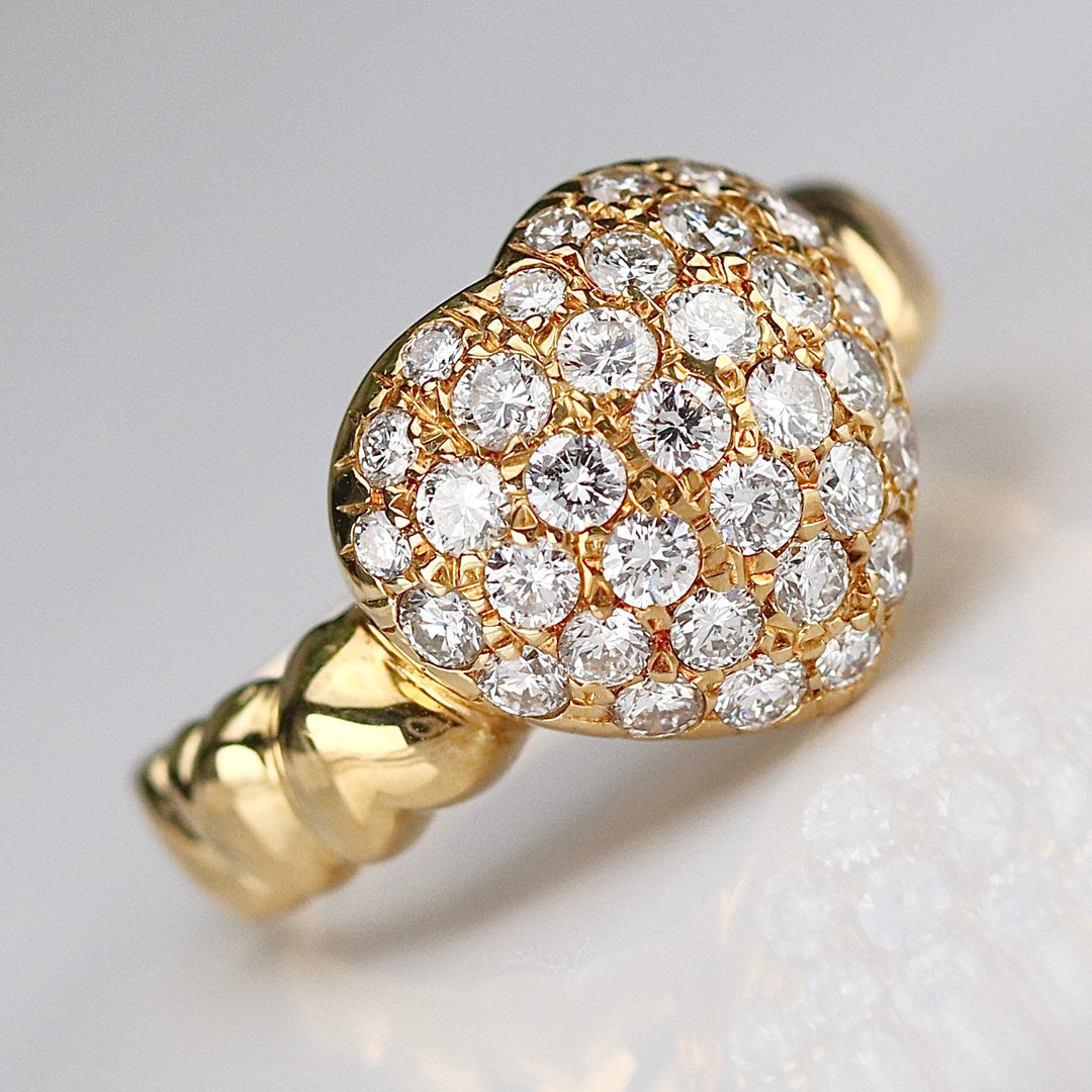 SPECIAL: Heart shaped diamond cluster ring in 18k yellow gold