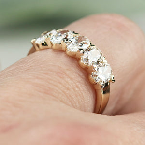 Lab grown 1.95ctw 5 stone oval diamond band ring in 14k yellow gold