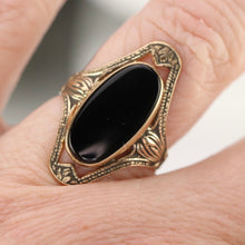 Load image into Gallery viewer, Classic onyx ring in a framed setting of yellow gold