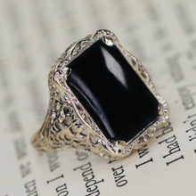 Load image into Gallery viewer, Find the perfect vintage onyx ring for any occasion on our website. Our antique onyx rings are hand selected for quality and desirability,