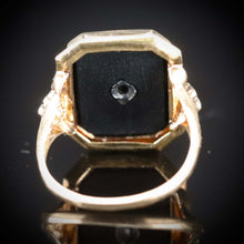 Load image into Gallery viewer, Vintage onyx and diamond ring in yellow gold