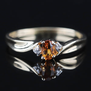 SPECIAL!!  Vintage Citrine and diamond ring in yellow gold