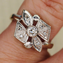 Load image into Gallery viewer, Vintage ring with diamonds in 14k white gold