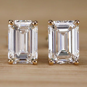 SPECIAL PRICING!  Lab grown 4ctw G/VS emerald cut Diamond studs in 18k yellow gold