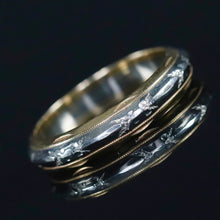 Load image into Gallery viewer, Vintage band ring in 14k yellow and white gold from Manor Jewels